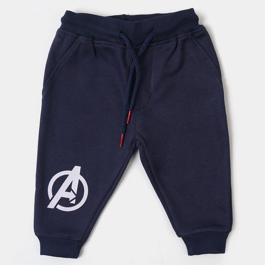 Infant Boys Knitted Suit  - White/Navy