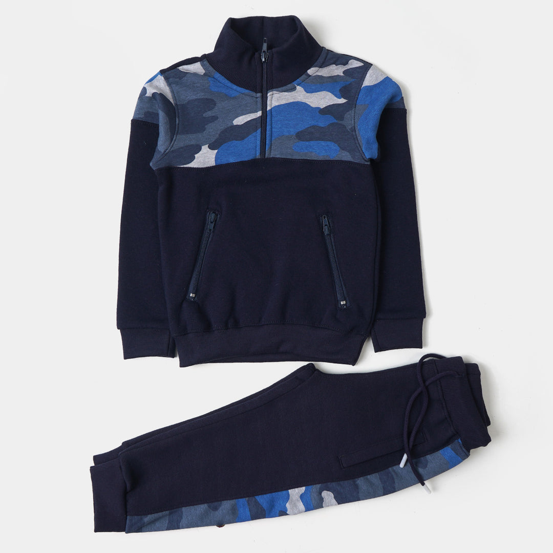 Boys 2 PCs Suit Navy Camouflage - Navy Blue