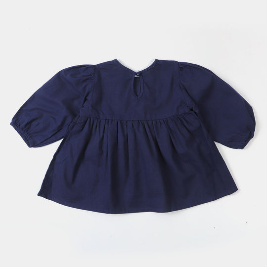 Girls EMB Top Flamingo-Navy