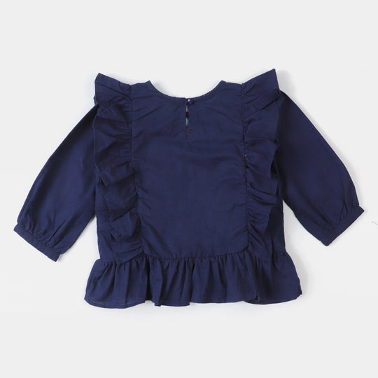 Girls Embroidered Top -Navy