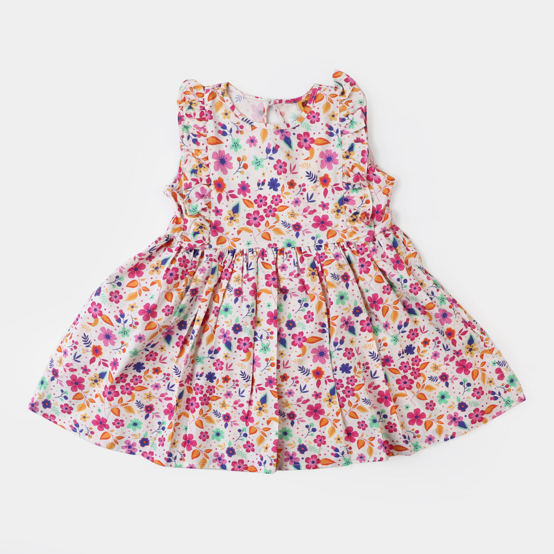 Girls Cotton Casual Frock - Multi